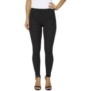 Lyssé Womens Black & White Windowpane Check Slim Fit Stretch Pants Size L